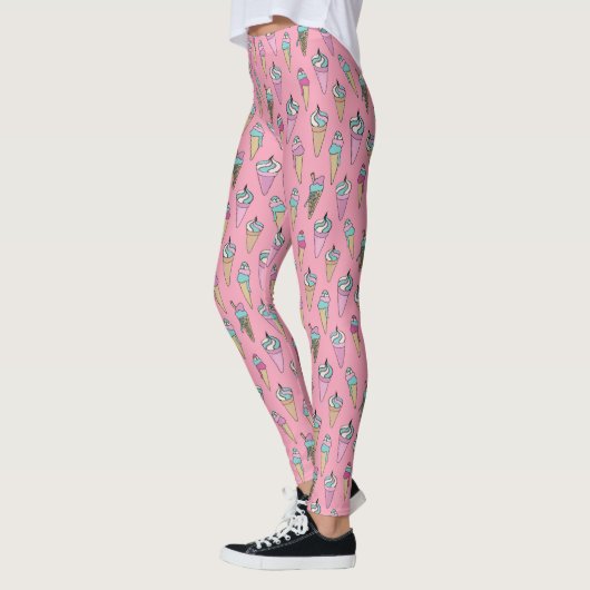 Leggings Motif de cône de glace rose (Gauche)