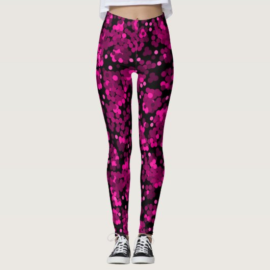 Leggings Motif de confetti à pois rose et bordeaux (Devant)