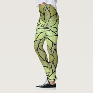 Leggings Motif de congé créatif vert olive