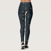 Leggings Motif de constellation d'étoile d'or bleu minuit (Dos)