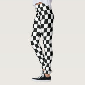 Leggings Motif de contrôle blanc noir À damiers drapeau de (Gauche)