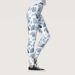 Leggings Motif de coquillages bleus sur blanc<br><div class="desc">Motif de coquillages bleus sur les jambières blanches Sportswear Yoga Pants.</div>