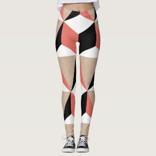 Leggings Motif de corail noir géométrique.