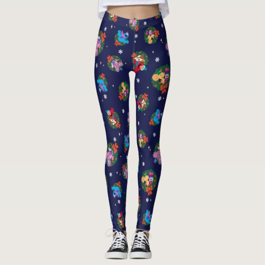Leggings Motif de couronnes de Noël de la rue Sesame (Devant)
