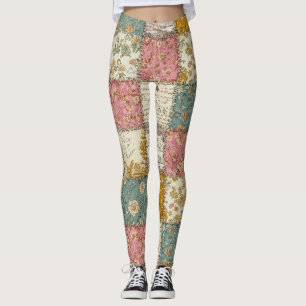 Leggings Motif de courtepointe rose Shabby Chic