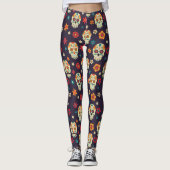 Leggings Motif de crâne à sucre coloré (Devant)