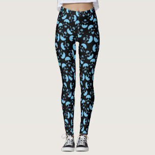 Leggings Motif de crâne noir et bleu
