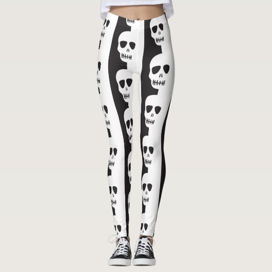 Leggings Motif de crânes blancs et noirs (Devant)