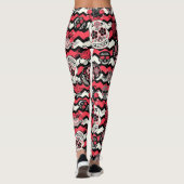 Leggings Motif De Crânes Et De Fleurs De Sucre (Dos)