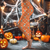 Leggings Motif de crânes et de fleurs d'Halloween orange