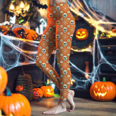 Leggings Motif de crânes et de fleurs d'Halloween orange
