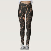 Leggings Motif de craquelures en marbre noir et Rose-or (Devant)