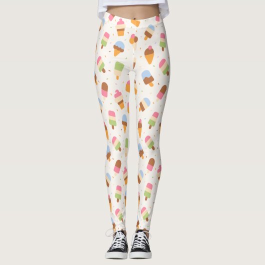 Leggings Motif de crème glacée, cône de crème glacée, Popsi (Devant)