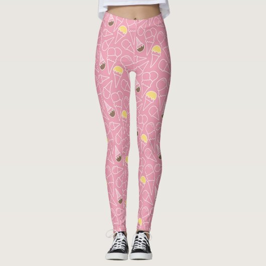 Leggings Motif de crème glacée d'été (Devant)