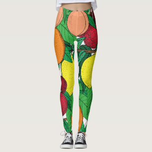 Leggings Motif de croquis à main de fruits