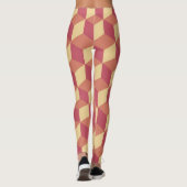 Leggings Motif de Cube rouge orange Abstrait (Dos)