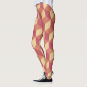 Leggings Motif de Cube rouge orange Abstrait (Gauche)