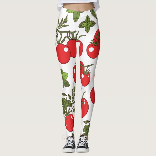 Leggings Motif de cuisine sans couture Tomato Basil (Devant)
