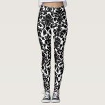 Leggings Motif de Damas ornées florales noires et blanches<br><div class="desc">Élégants, ornés et uniques leggings qui présentent un motif damassé floral noir et blanc. D'autres couleurs sont disponibles.</div>