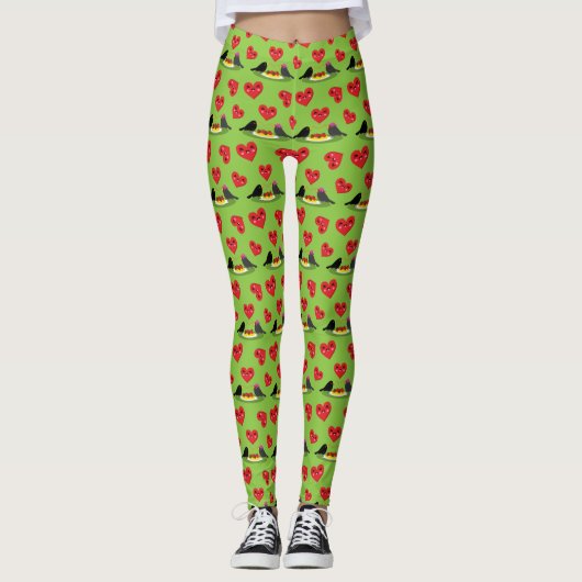 Leggings Motif de date romantique des boulettes de viande d (Devant)