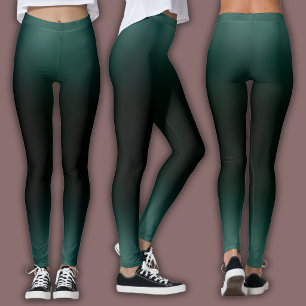 Leggings Motif de Dégradé Uni Ombré Émeraude Foncé