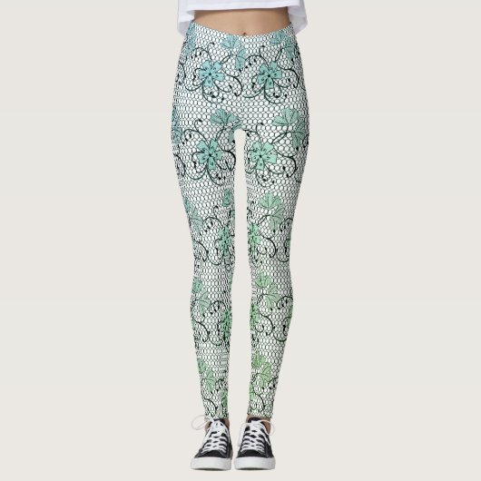 Leggings Motif de dentelle florale (Devant)