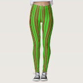Leggings Motif de design rayures élégantes vert marron (Devant)