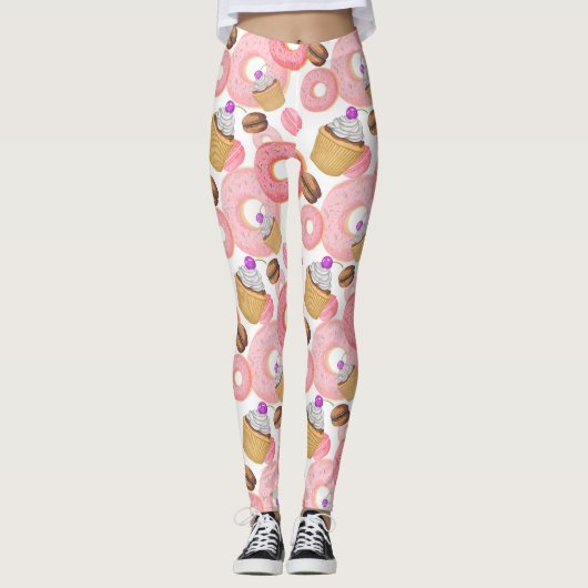 Leggings Motif de dessert de beignet et de petit gâteau (Devant)