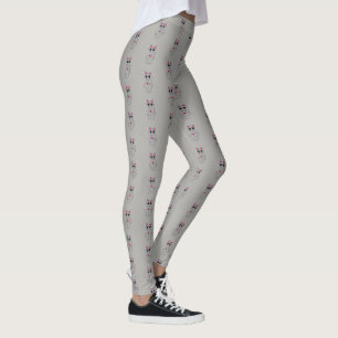 Leggings Motif de dessin animé de chat Kitty argenté sur gr