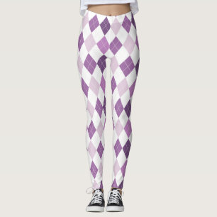 Leggings Motif de Diamant blanc pourpre