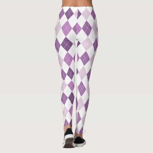 Leggings Motif de diamant blanc violet (Dos)