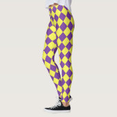 Leggings Motif de diamant jaune pourpre Checker (Gauche)