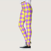 Leggings Motif de diamant jaune pourpre Checker (Gauche)