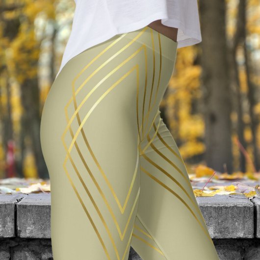 Leggings Motif de diamants de taille jaune chic