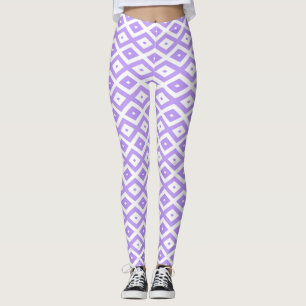Leggings Motif de diamants violet et blanc