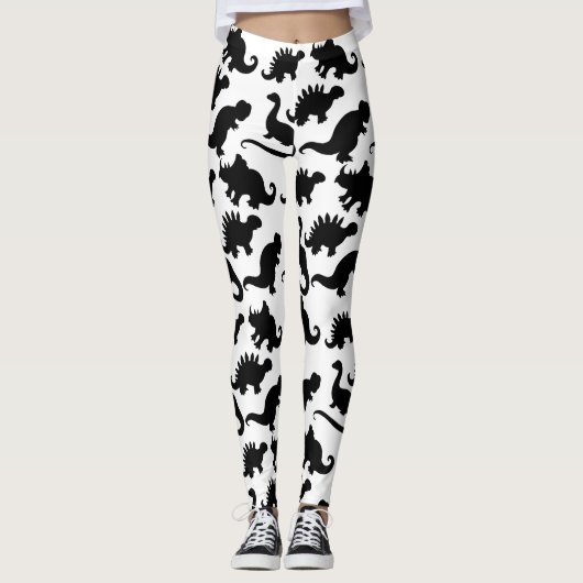 Leggings Motif de dinosaure noir et blanc (Devant)