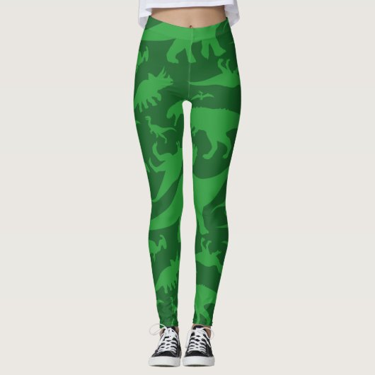 Leggings Motif de dinosaure vert (Devant)