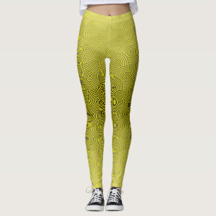 Leggings Motif de disque 02.Gray Byellow BG