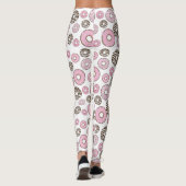 Leggings Motif De Donuts, Donuts Roses, Donuts Blancs (Dos)
