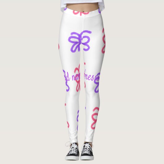 Leggings Motif de doodle de papillon rose violet ajouter le (Devant)