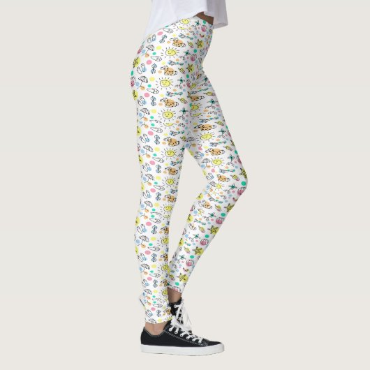 Leggings motif de doodle d'été (Droite)