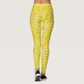 Leggings Motif de doodle jaune et blanc de moutarde brillan (Dos)