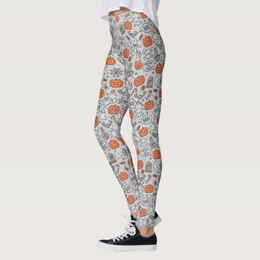 Leggings Motif de doodle pour les enfants mignons Halloween (Gauche)