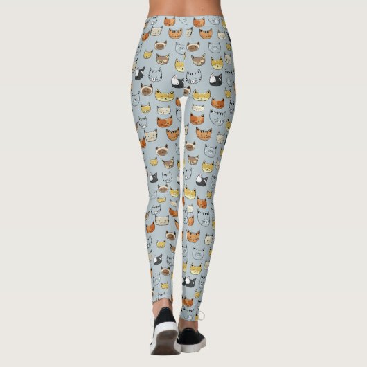 Leggings Motif de Doodle visage de chat (Dos)