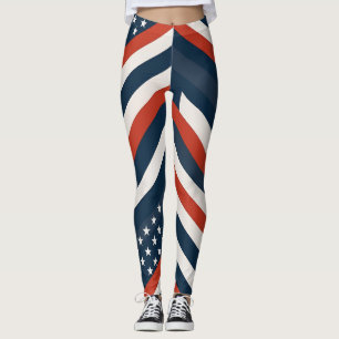 Leggings Motif de drapeau américain géométrique Femmes mo