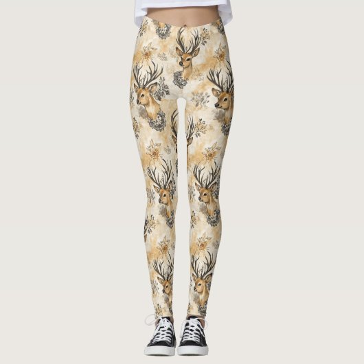 Leggings Motif de faon de la forêt rustique (Devant)