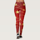 Leggings Motif de fête rouge et jaune d'or (Dos)