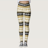 Leggings motif de fêtes de Noël noir or (Devant)