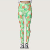 Leggings Motif de feuillage vert et orange (Devant)