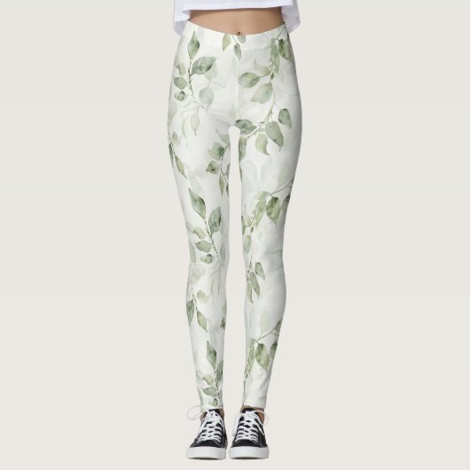 Leggings Motif de feuille botanique (Devant)